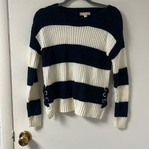 Navy and cream striped sweater